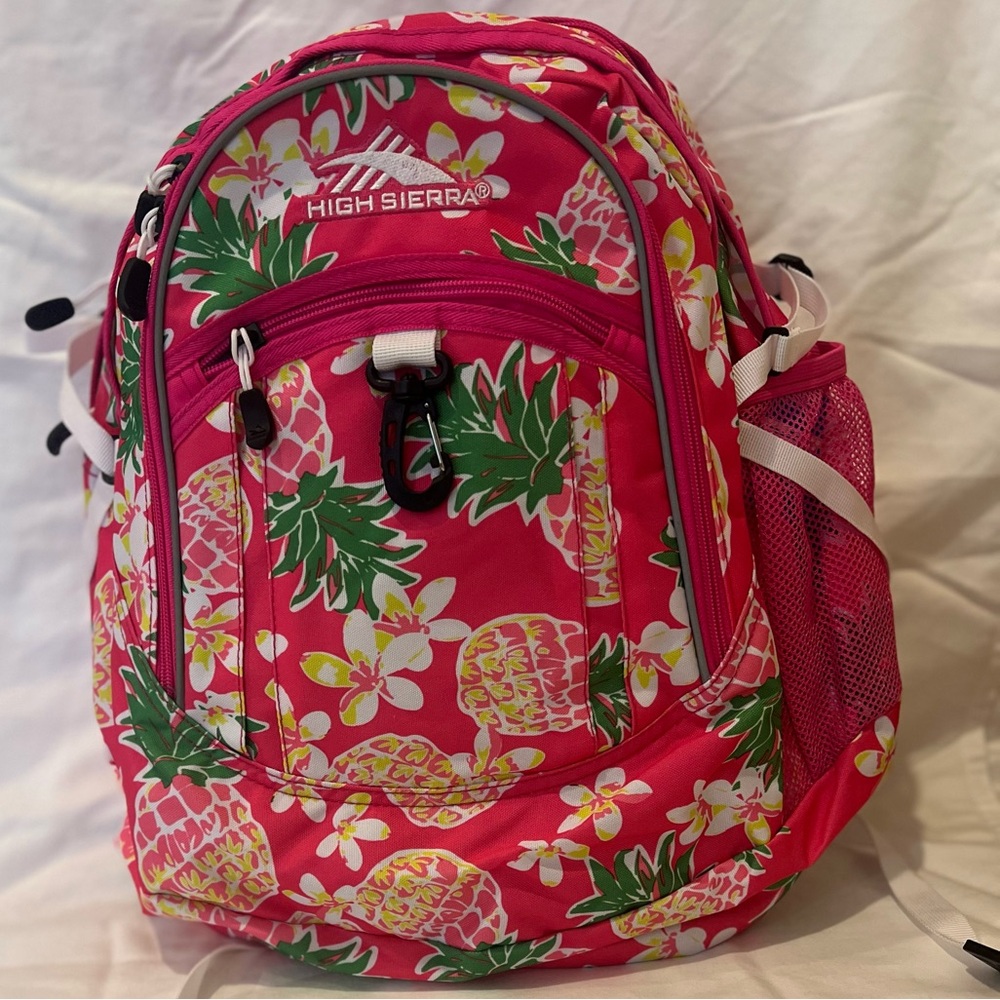 High Sierra Fatboy Pink Pineapple Flamingo White backpack NWT🎈